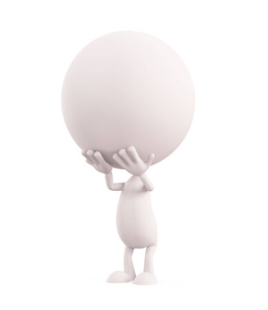 3d white character illustration with shy poseの写真素材