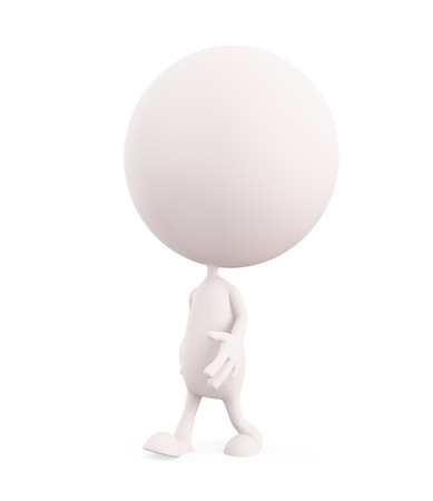 3d white character illustration with walking poseの写真素材