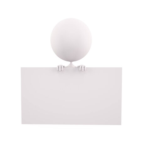 3d white character illustration with white boardの写真素材