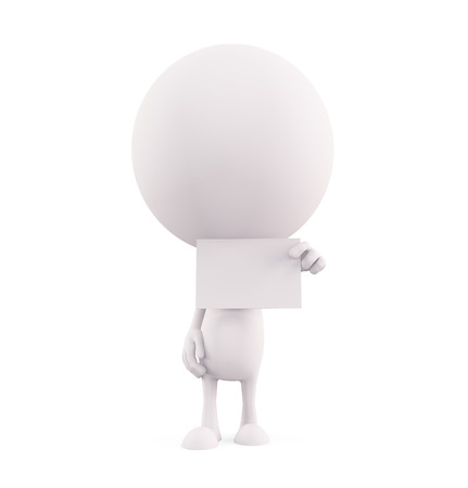 3d white character illustration with white boardの写真素材