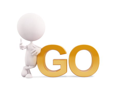 3D white character illustration with go poseの写真素材