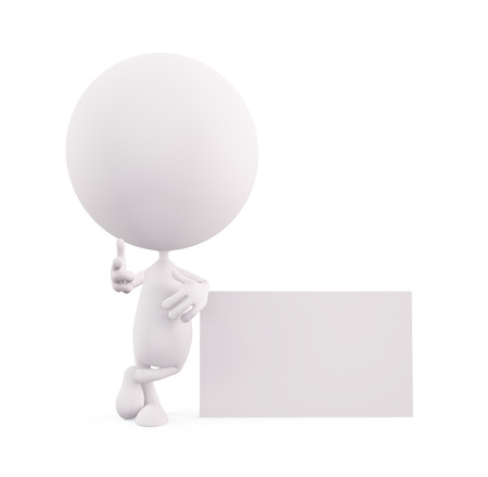 3d white character illustration with white boardの写真素材