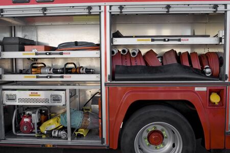Detail of firetruck  vehicle toolkitの写真素材