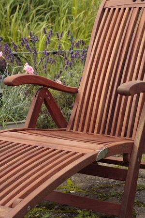 Wooden folding garden chairの写真素材