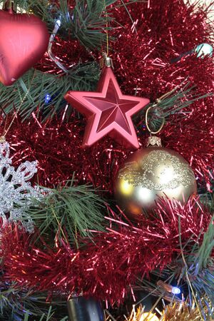 Christmas decorations with baubbles detailの写真素材