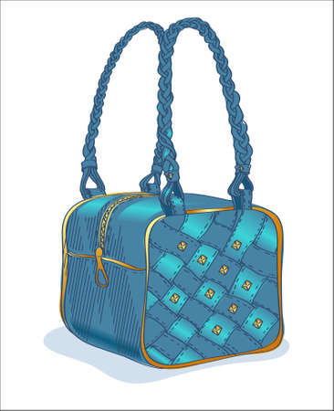 Sketch of a denim blue handbagのイラスト素材