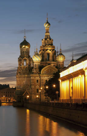 Saint Petersburg, Russia, Orthodox Church  Spas na Krovi    Taken at night during Summer  White Nights  の写真素材