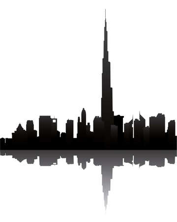 dubai skyline with burj dubaiのイラスト素材