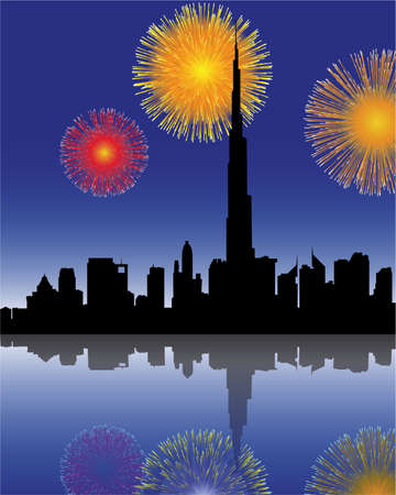 fireworks in dubaiのイラスト素材
