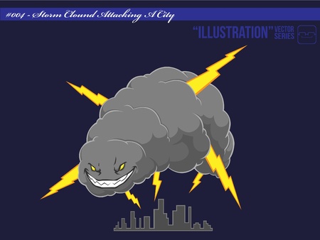 Storm Cloud Attacking A Cityのイラスト素材