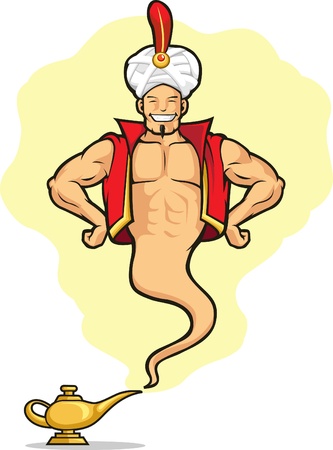 Genie Appear from Magic Lampのイラスト素材