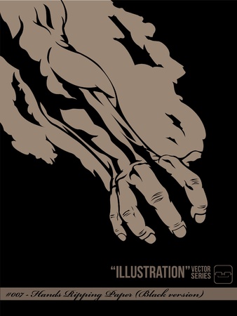 Hand Ripping Paper  Black version のイラスト素材