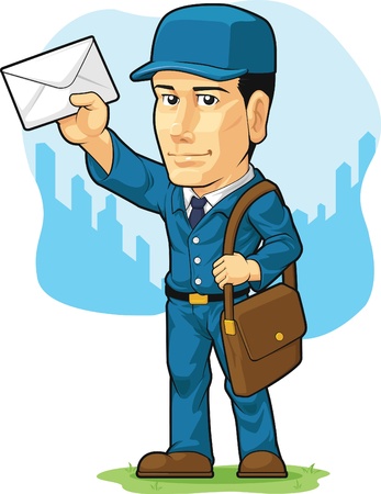Cartoon of Postman or Mailmanのイラスト素材