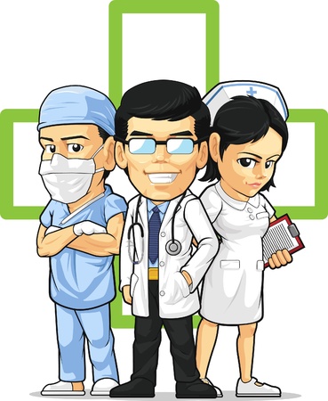 Health Care or Medical Staff - Doctor, Nurse, Surgeonのイラスト素材