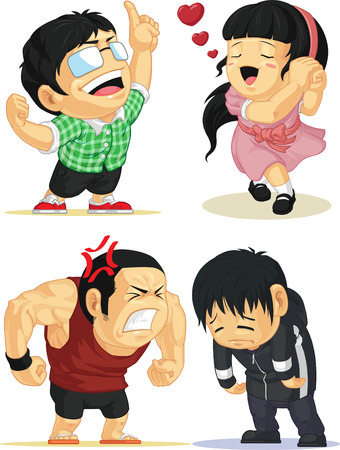 Emotion Set - Eureka, Love, Angry, Sadのイラスト素材