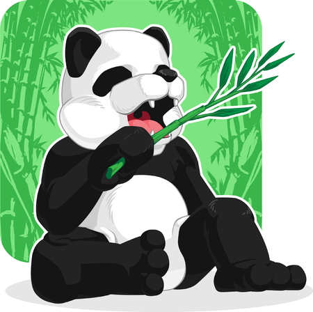 Panda Eating Bamboo Leavesのイラスト素材