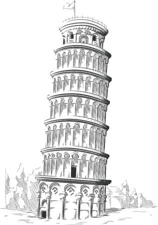 Sketch of Italy Landmark - Tower of Pisaのイラスト素材