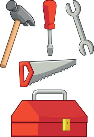 Hand Tool - Hammer, Screwdriver, Wrench, Saw   Tool Boxのイラスト素材
