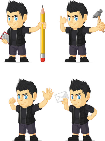Spiky Rocker Boy Customizable Mascot 10のイラスト素材