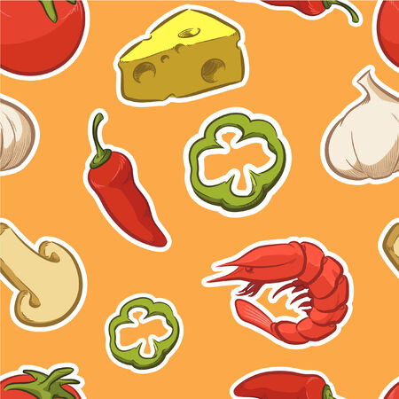 Food Pizza Ingredient Seamless Patternのイラスト素材