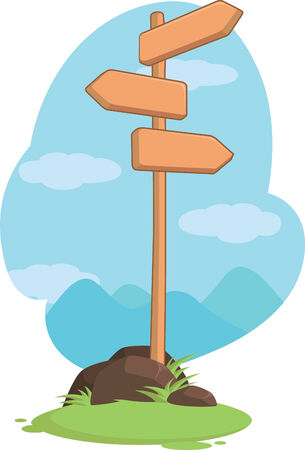 Wooden Mountain Guidepost Signのイラスト素材