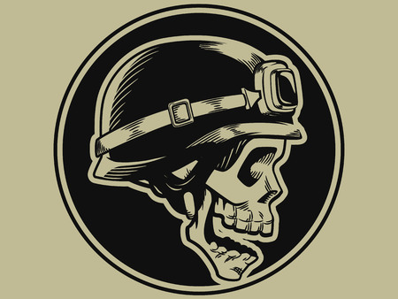 Retro Motorbike Skull Biker Badgeのイラスト素材