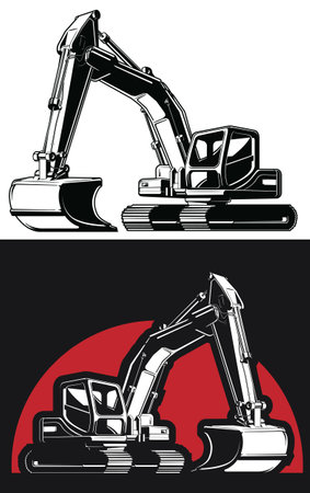Silhouette Excavator Backhoe Digger Construction Shovelのイラスト素材
