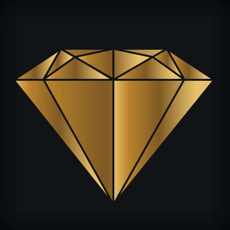 Golden Diamond Luxury Gemstone Jewelry  Silhouette Drawingのイラスト素材