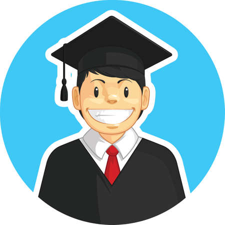Graduation Mortarboard Trencher Cap Boy School Student College Cartoonのイラスト素材