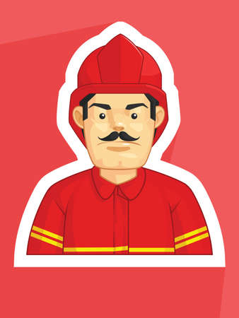 Mascot Fire Fighter Fireman Smoke Eater Profile Avatar Cartoon Vectorのイラスト素材