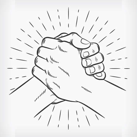 Doodle Urban Soul Handshake Handdrawing Sketch Thumb Clasp Vectorのイラスト素材