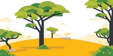 Background Africa Safari Cartoon Inland Savannaのイラスト素材