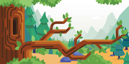 Background Tree Branch Cartoon Forest Sceneryのイラスト素材