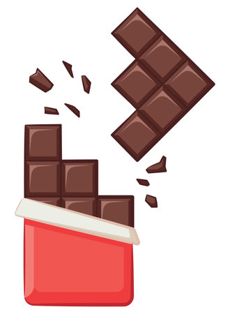 Dark Chocolate Bar Broken Pieces Sweetsのイラスト素材