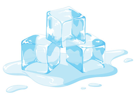 Ice Cubes Melting Cold Water Puddleのイラスト素材