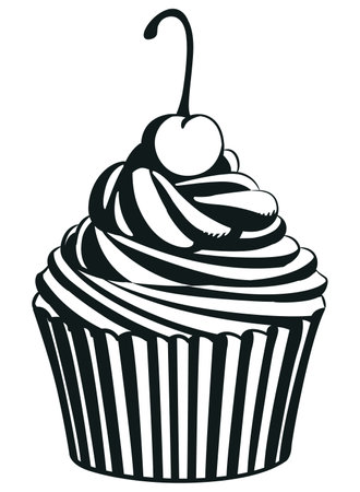 Silhouette Cherry Cup Cake Fairy Sweetsのイラスト素材