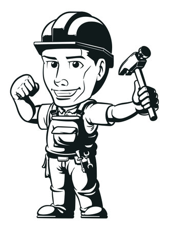Silhouette Industrial Construction Worker Safety Helmetのイラスト素材