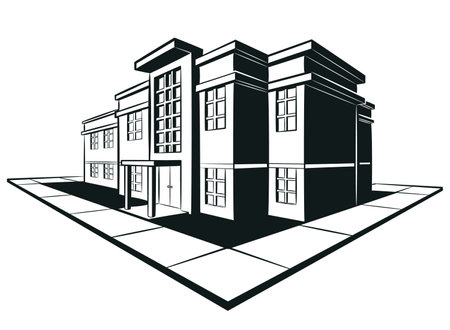 Silhouette Public School Building Education Centerのイラスト素材