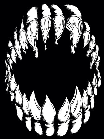 Silhouette Monster Mouth Teeth Background Wallpaperのイラスト素材