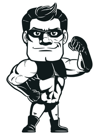 Silhouette Superhero Vigilante Mascot Flexing Armのイラスト素材