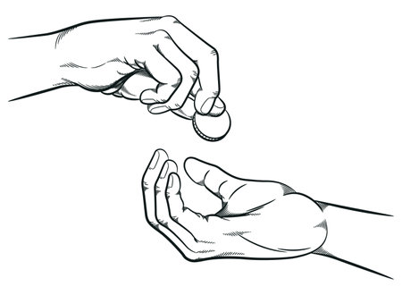 Sketch Hands Giving Receiving Coin Changesのイラスト素材