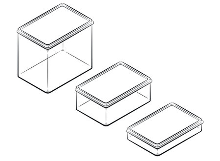 Sketch Food Container Rectangle Plastic Boxのイラスト素材