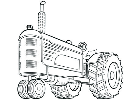 Sketch Farmland Field Tractor Old Machineryのイラスト素材