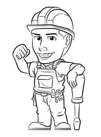 Sketch Electrician Handyman Maintenance Technician Workerのイラスト素材