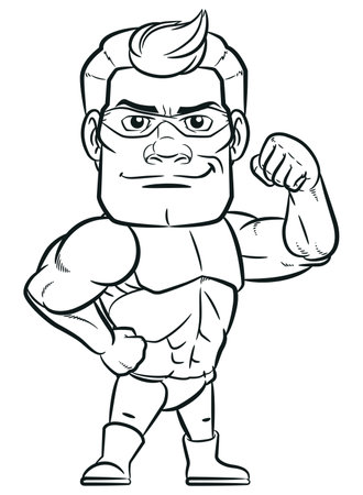 Sketch Strong Superhero Flexing Muscular Armのイラスト素材