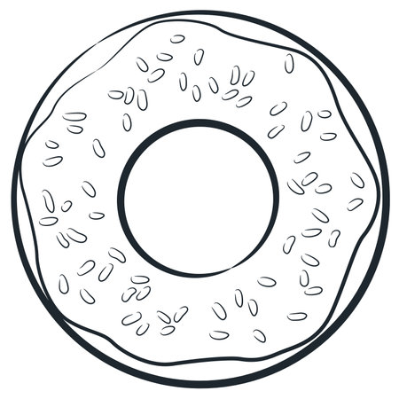 Sketch Sugary Doughnut Bakery Snacks Doodleのイラスト素材
