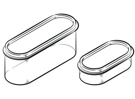 Sketch Oval Food Plastic Box Cookwareのイラスト素材
