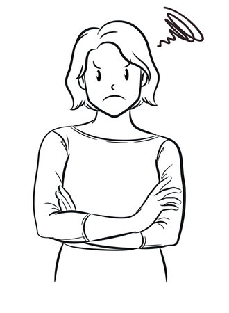 Sketch Upset Girl Negative Mad Emotionのイラスト素材