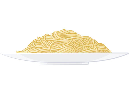 Spaghetti Plate Pasta Meal Side Viewのイラスト素材