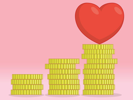Heart Love on Top Coin Stack Laddersのイラスト素材